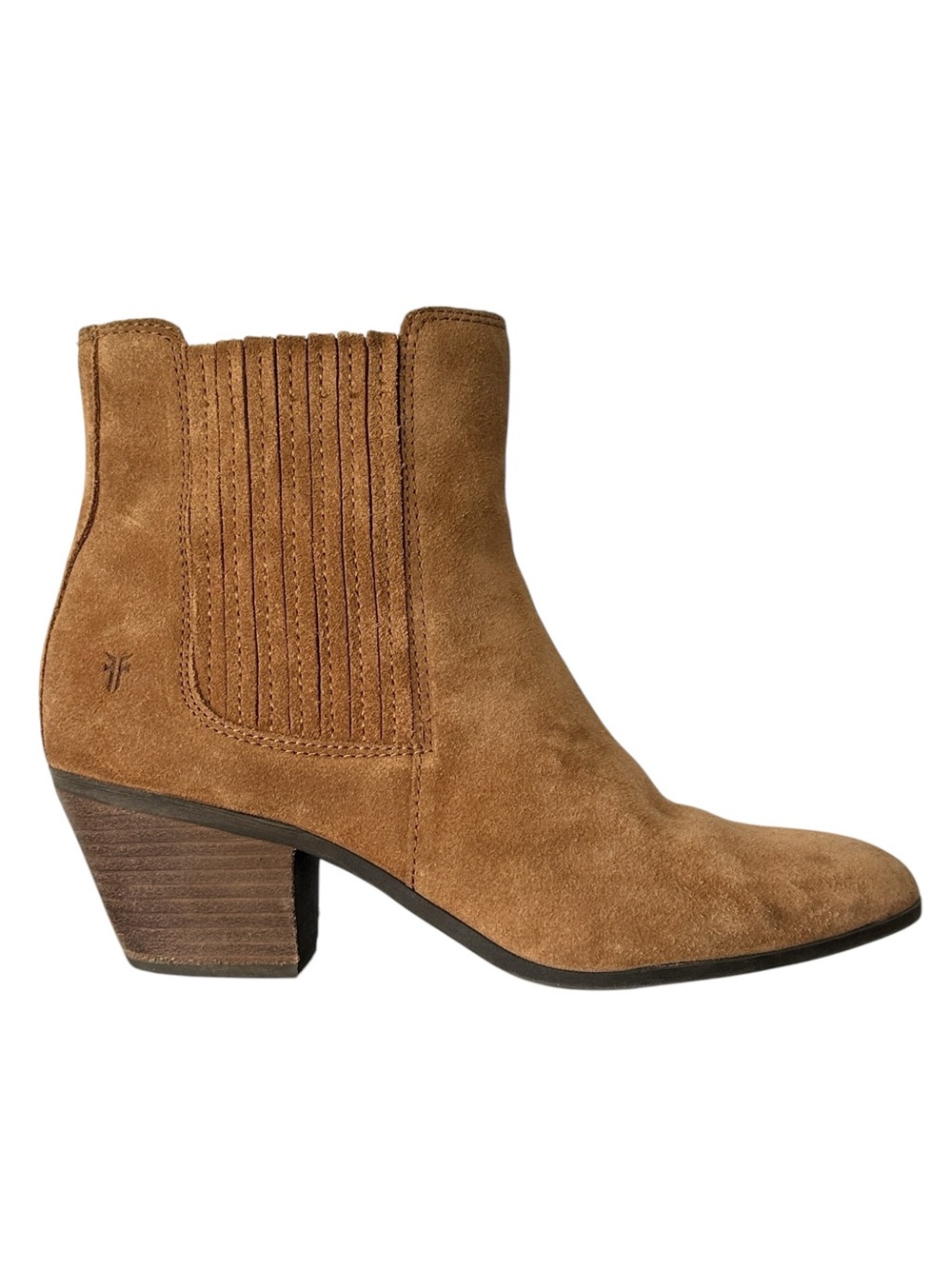 Frye Women's Sandra Suede Leather Western Ankle Boots Cognac Brown Boho Size 9